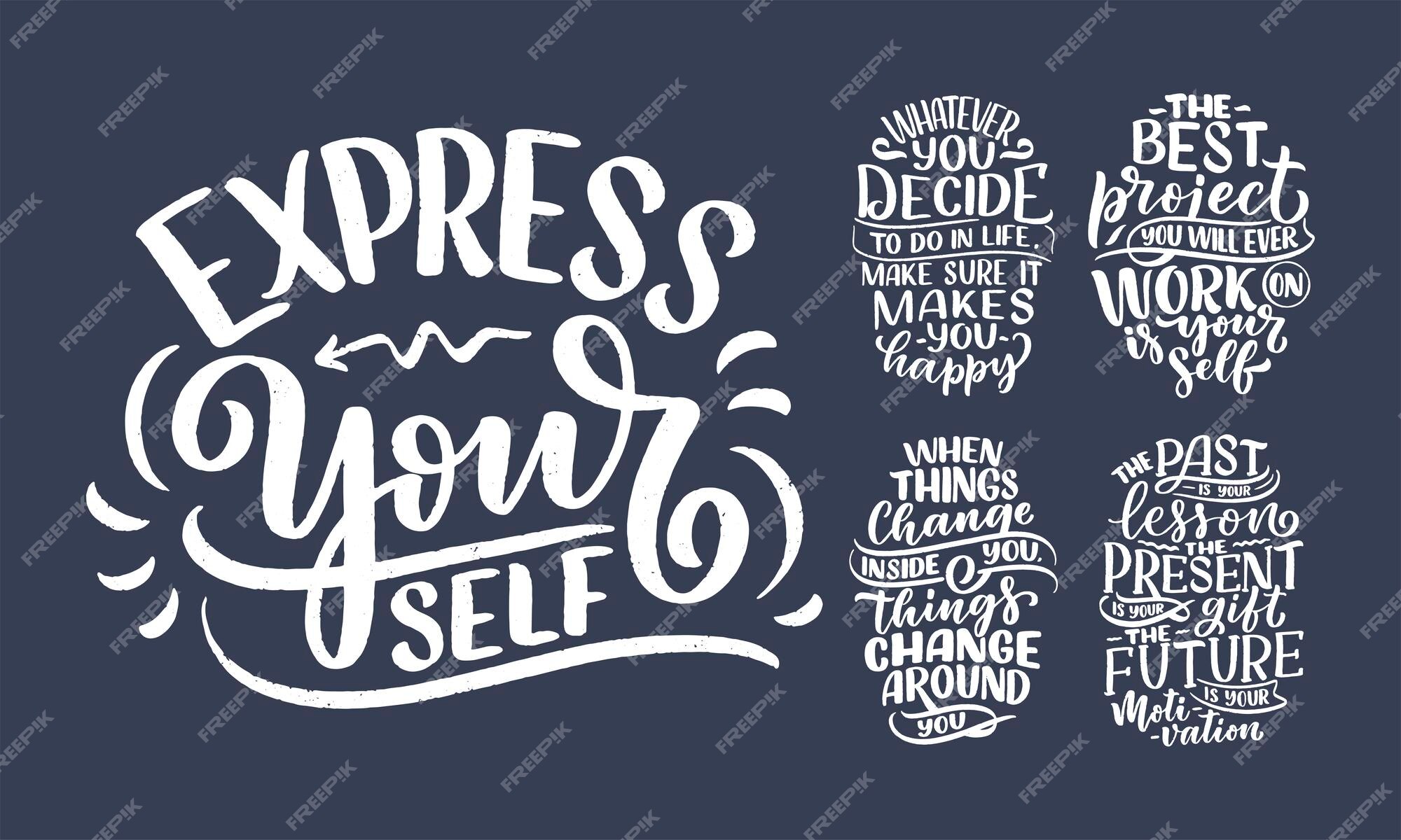 Premium Vector | Set with lettering slogans about be yourself funny quotes for blog poster and print design modern ca... Premium Vector | Set with lettering slogans about be yourself funny quotes for blog poster and print design modern ca...