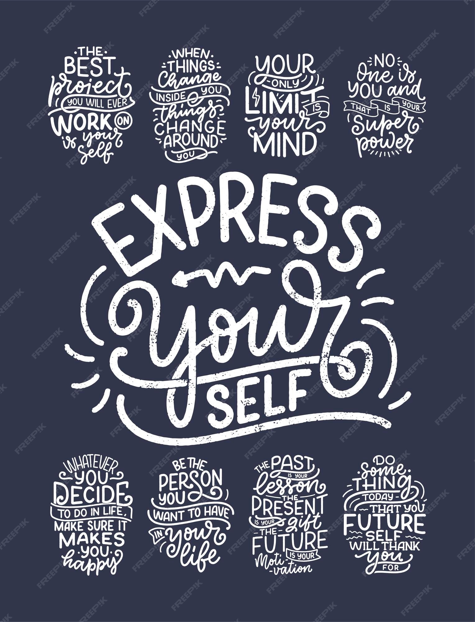 Premium Vector | Set with lettering slogans about be yourself. funny quotes for blog, poster and print design. modern calligraphy texts about selfcare. vector illustration Premium Vector | Set with lettering slogans about be yourself. funny quotes for blog, poster and print design. modern calligraphy texts about selfcare. vector illustration