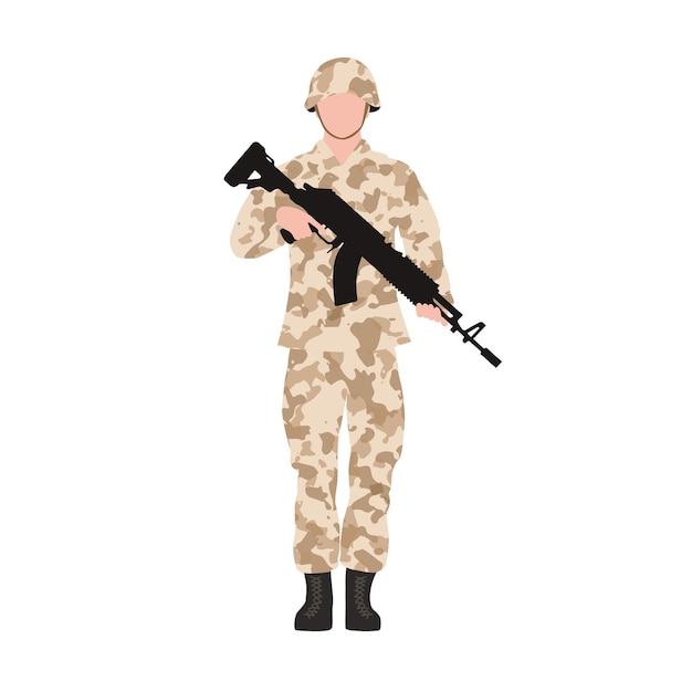 Vector set with male soldier on white background military service soldier with gun vector illustration