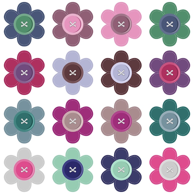 Vector set with scrapbook flowers