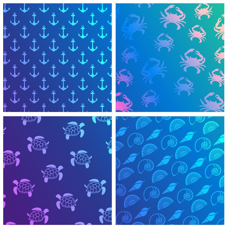 Vector set with sea ornament