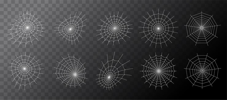 Vector set with spider web icons. halloween decoration with cobweb. spiderweb flat vector