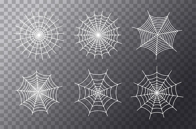 Set with spider web icons. halloween decoration with cobweb. spiderweb flat vector