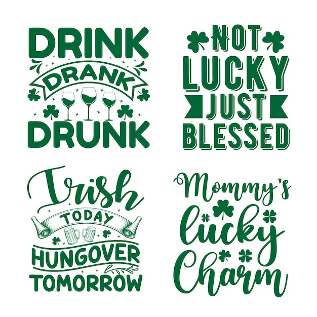 Set with st patricks day quotes design