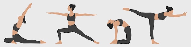 set with women doing yoga yoga positions women practice yoga