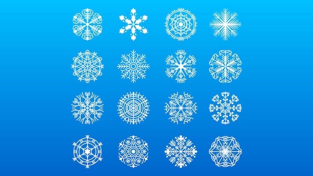 Set Witte Colleciton Lijn Sneeuwvlok Winter Decoratie Elementen Vector Design Stijl