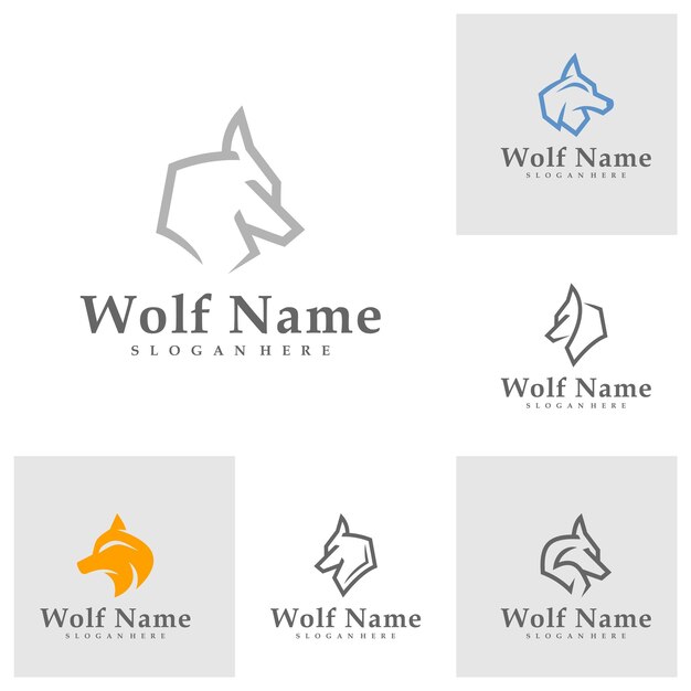 Набор векторных иллюстраций логотипа Wolf Head