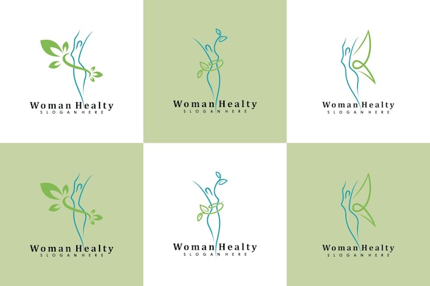 set of woman healty logo design life