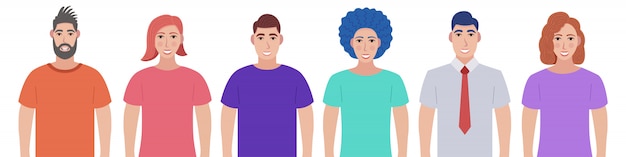 Vector set of woman and man character