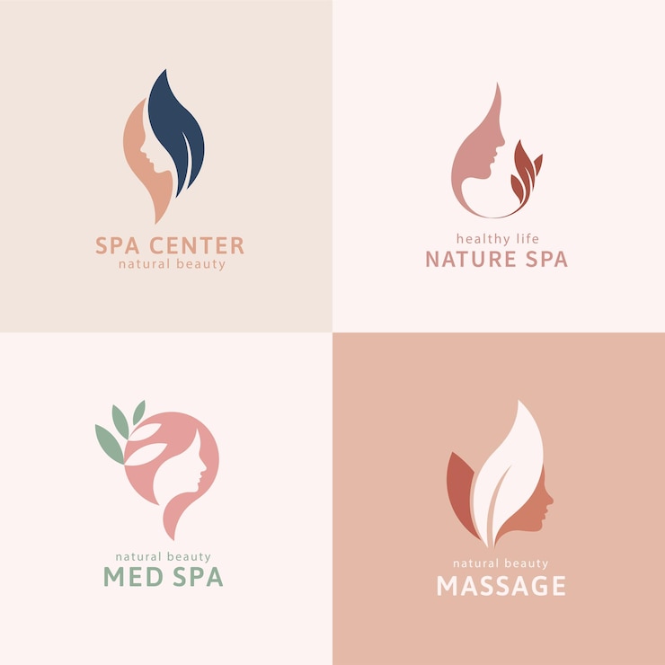 Vector set of woman profile logo design