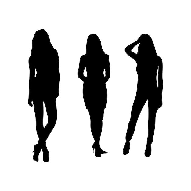 Vector set of woman silhouette