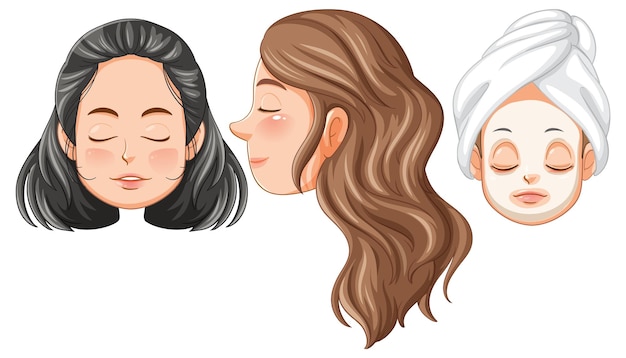 Vector set of woman sleeping head