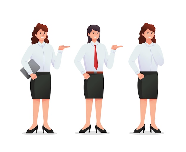 set of woman in suit business woman illustration