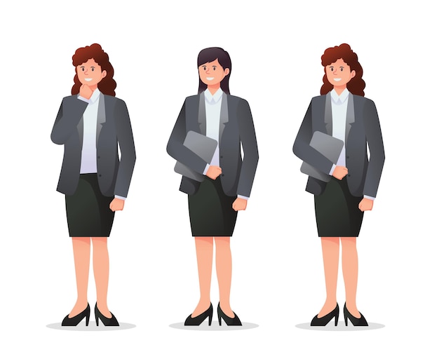 Set of woman in suit business woman illustration