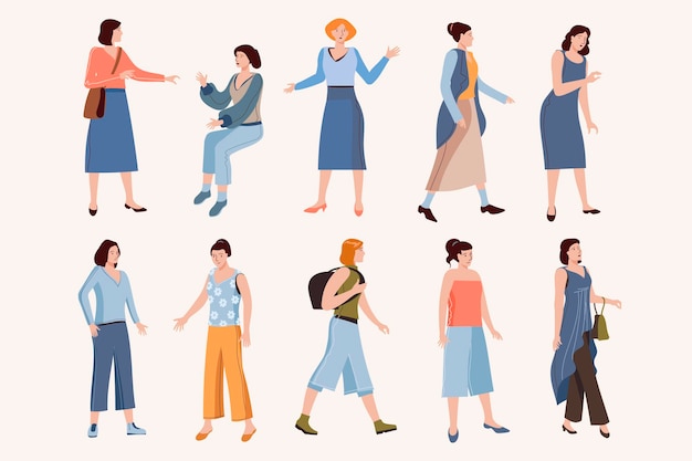 Set of Women Character Activity and Pose Collection