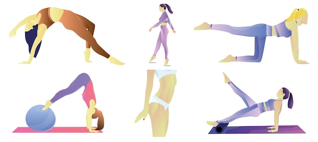 Vector set women's sports activities