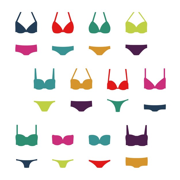 Set of women's swimwear vector illustration