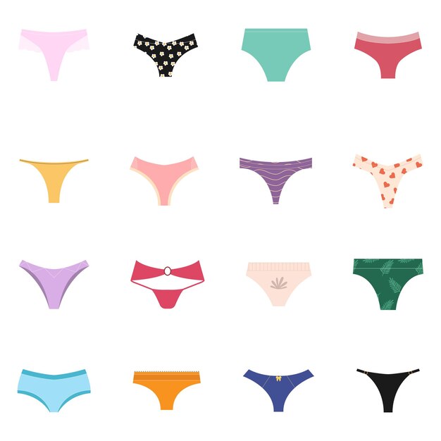 Premium Vector  Set different types panties, briefs, underwear