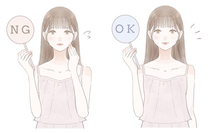 Vector okとngのタグを持つ女性のセット