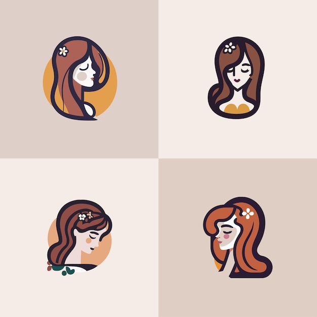 Set of women39s hairstyles Vector illustration in flat style