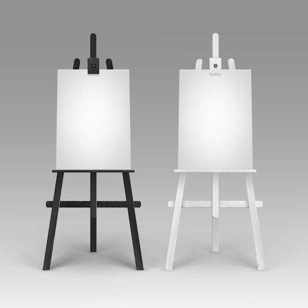 Set of wooden black white easels