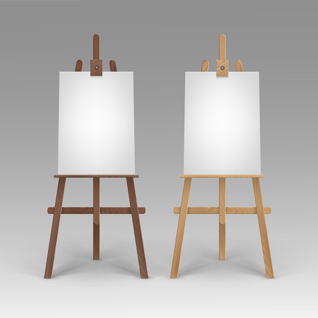 Set of wooden brown sienna easels