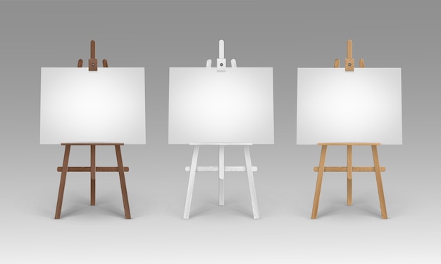 Set of Wooden Brown White Sienna Easels