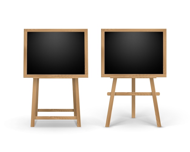 Set of Wooden Easels with Blank Square Black Boards