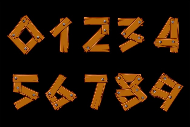 数字で木製の数字を設定します漫画の木の板