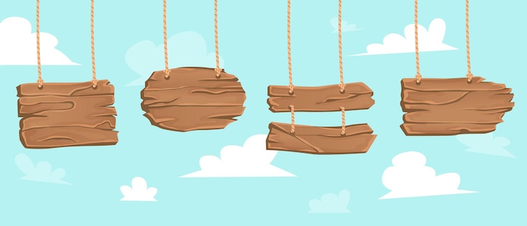 वेक्टर set of wooden plaques in cartoon style