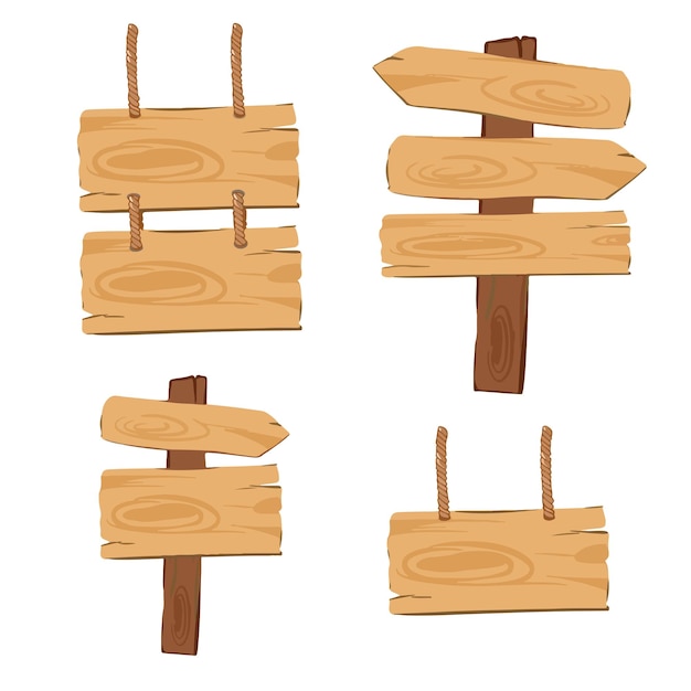 木製の道路板のイラストデザインのセット