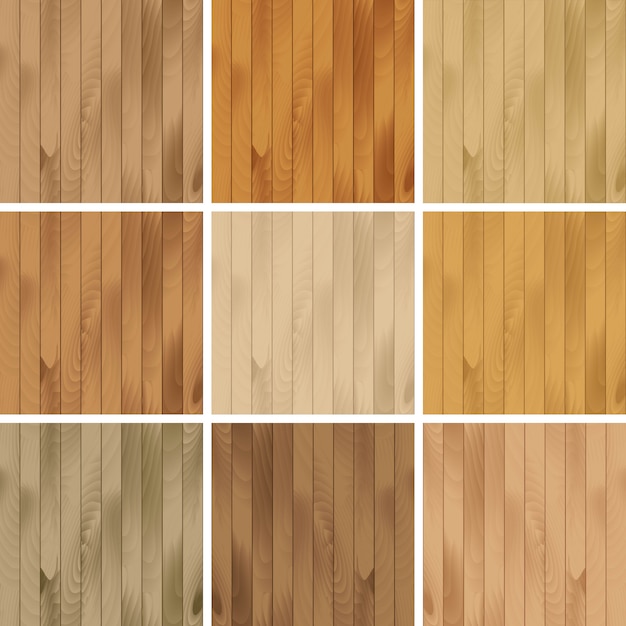 Vector set of wooden seamless textures patterns backgrounds