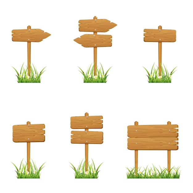 set of wooden signs