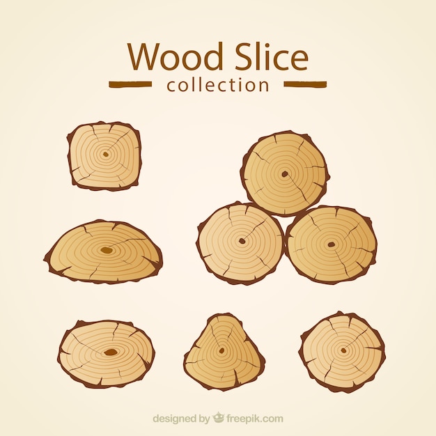 Set of wooden slices