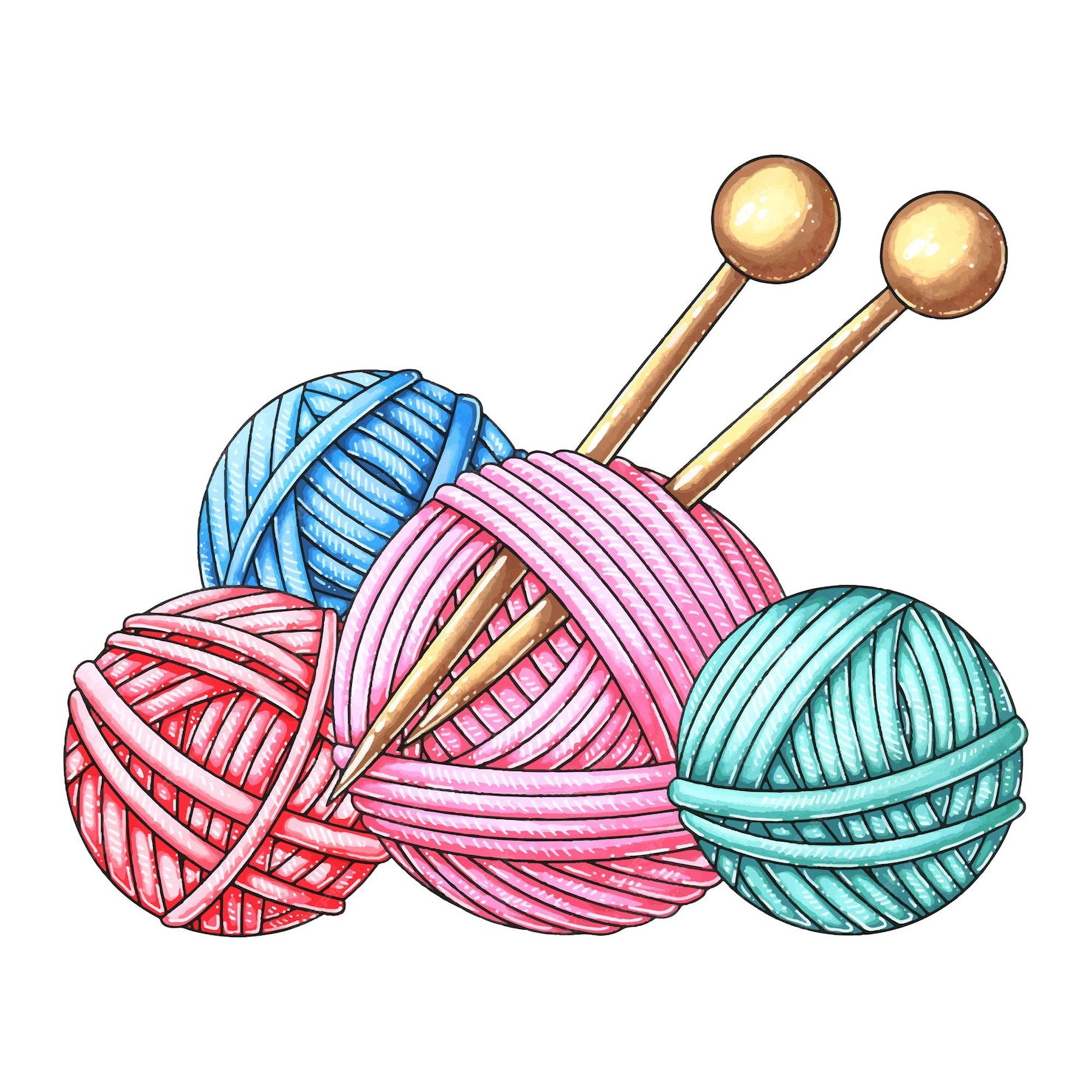 Premium Vector | A set of wool balls for knitting.
