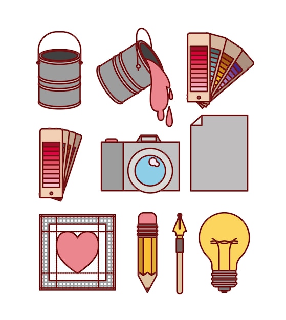 set work elements for graphic design 