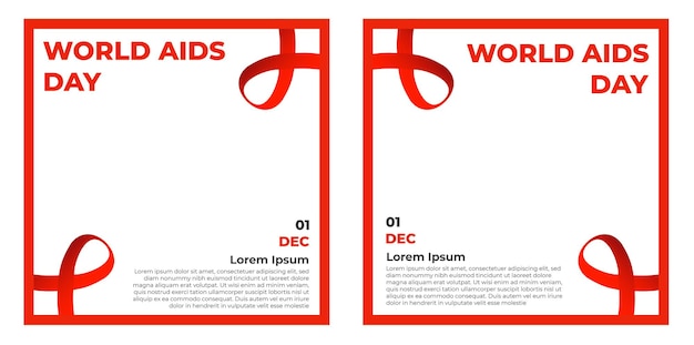 Set di post design per i social media della giornata mondiale dell'aids