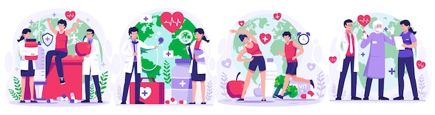 Set of world health day concept illustration