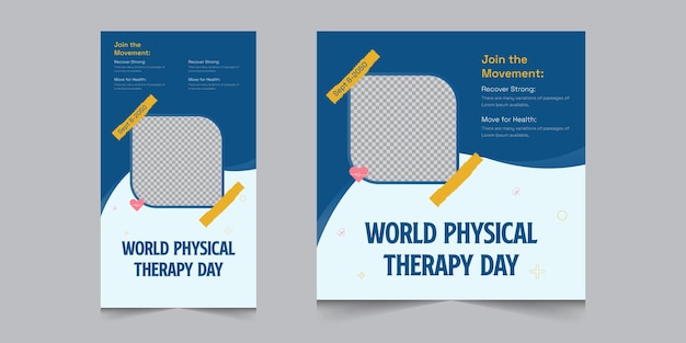 Set of World Physical Therapy Day template Instagram square banner and story