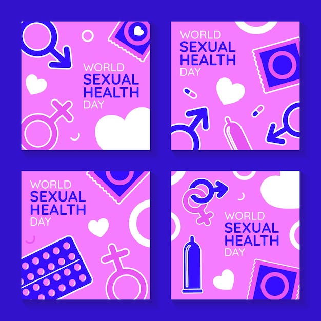 Set of World sexual health day template for social media post