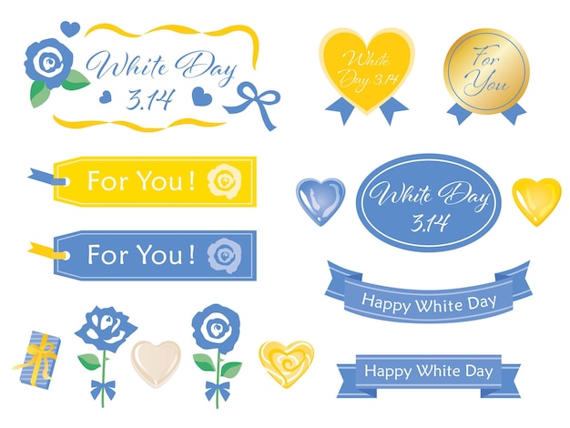 Set of the wrapping seal of white day