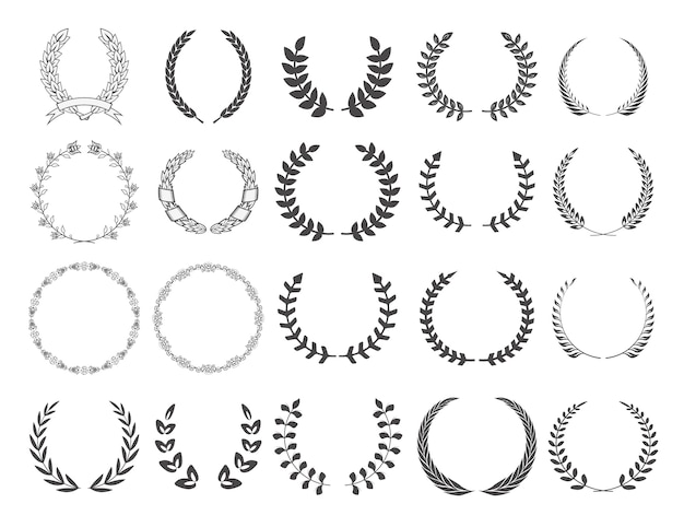 Set of  Wreaths.  elements for logo, label, emblem, sign, badge. Vector illustration.