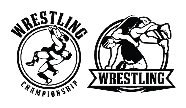 Vector set wrestling logo design template