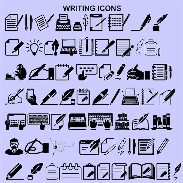 Set of writing icons vector