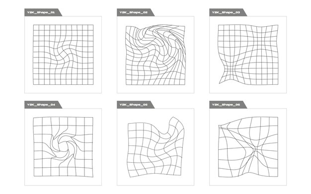 Vector set y2k-stijlvectoren van objecten buitengewone grafische activa-elementen voor grafische decoratie