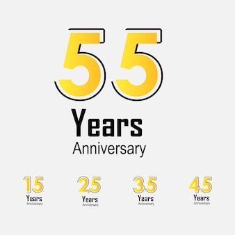 Impostare l'illustrazione di progettazione del modello di vettore di colore giallo di celebrazione dell'anniversario dell'anno