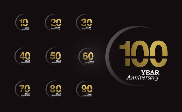 Set Year Anniversary Logo Vector Template Design Illustration gold and black