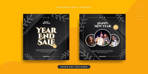 Set of year end promotional social media and instagram template background