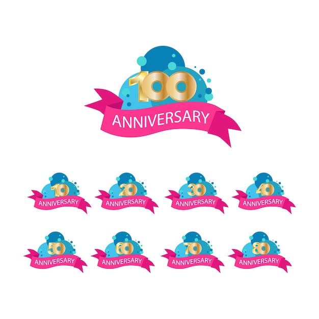 Vector set years anniversary celebration vector template design illustration