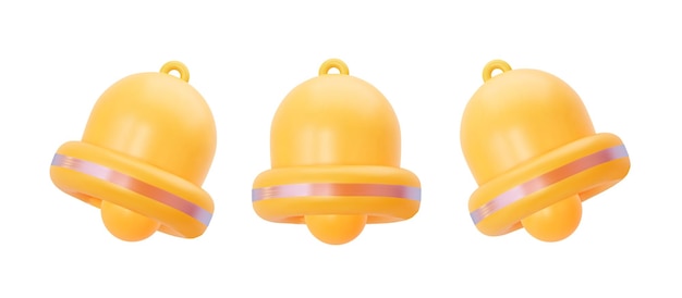 A set of yellow bell shaped toys with the number 1 on the front.